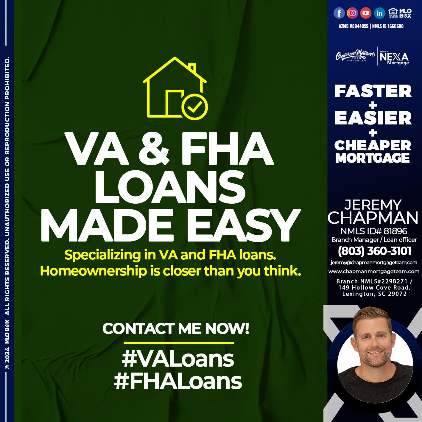 VA &FHA - Jeremy Chapman -Branch Loan Officer