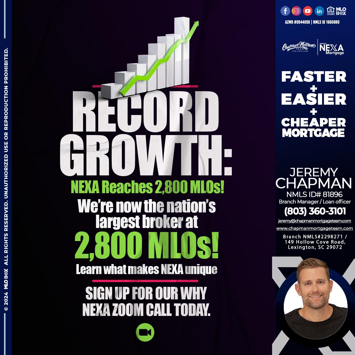 record growth - Jeremy Chapman -Branch Loan Officer