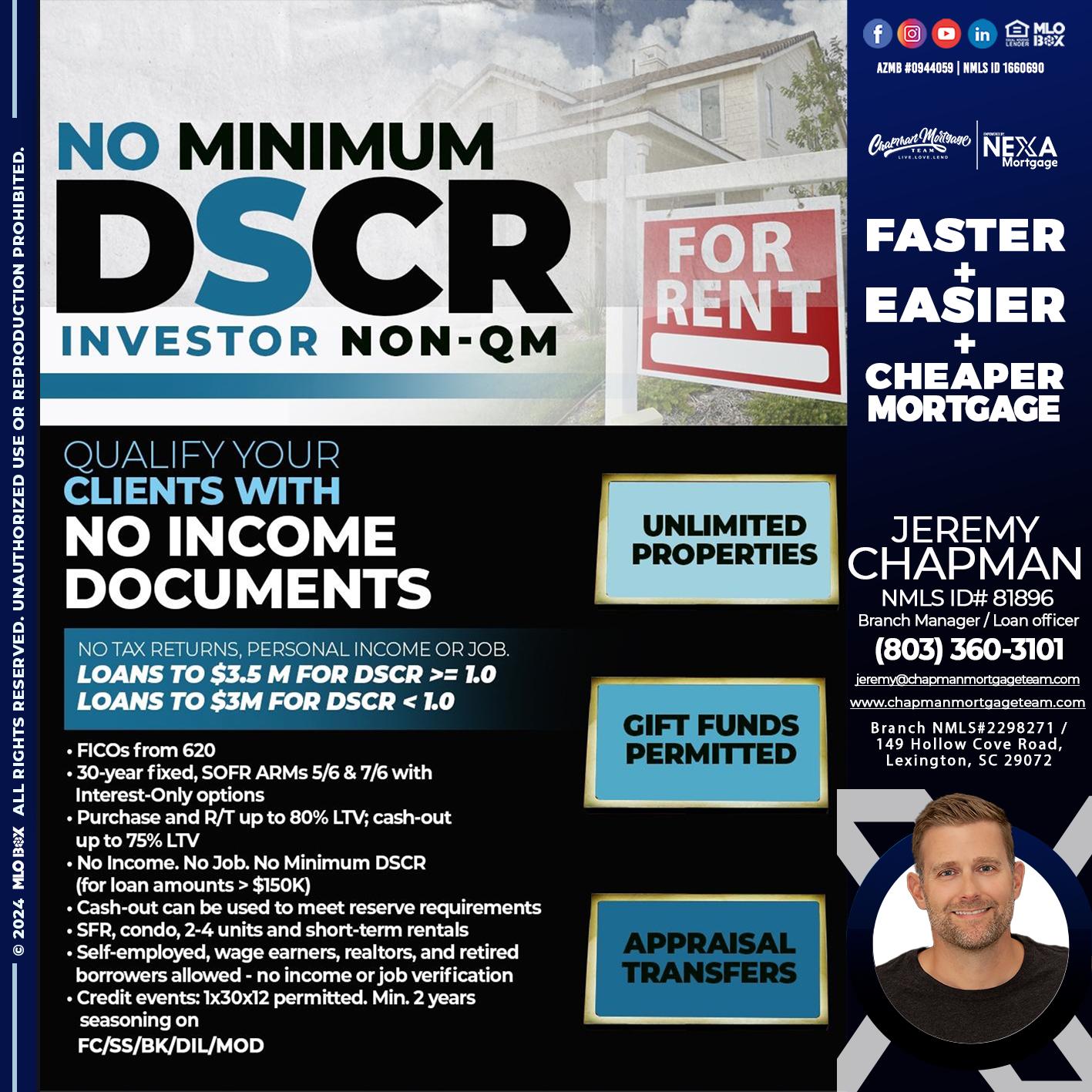 DSCR - Jeremy Chapman -Branch Loan Officer