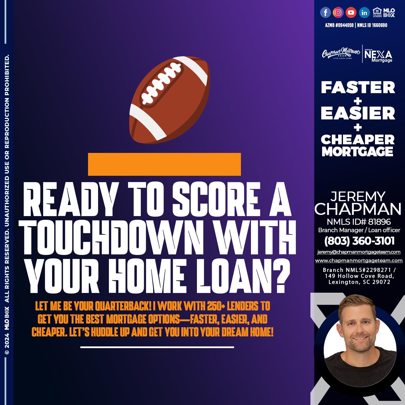 READY TO TOCHDOWN - Jeremy Chapman -Branch Loan Officer