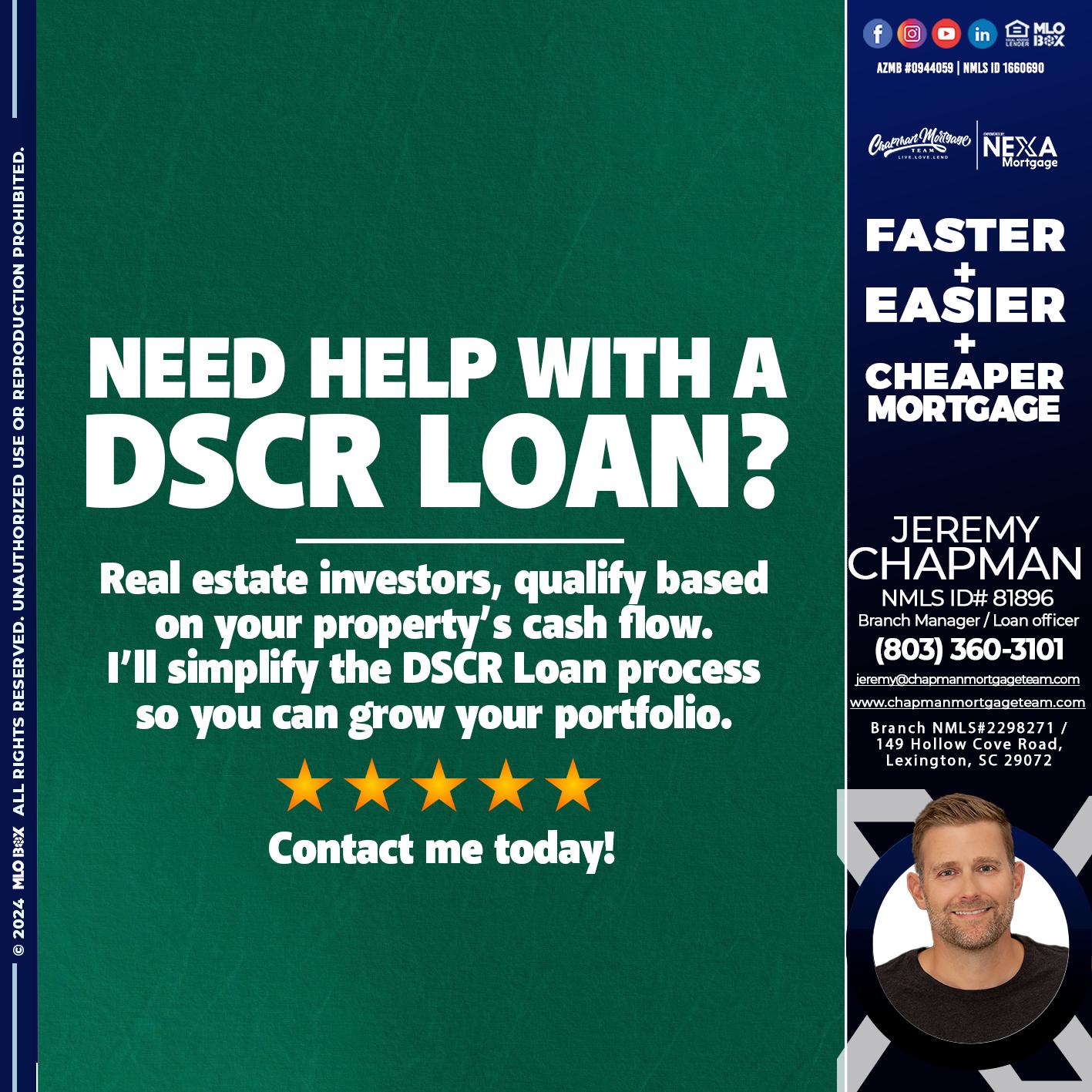 NEED HELP WITH - Jeremy Chapman -Branch Loan Officer