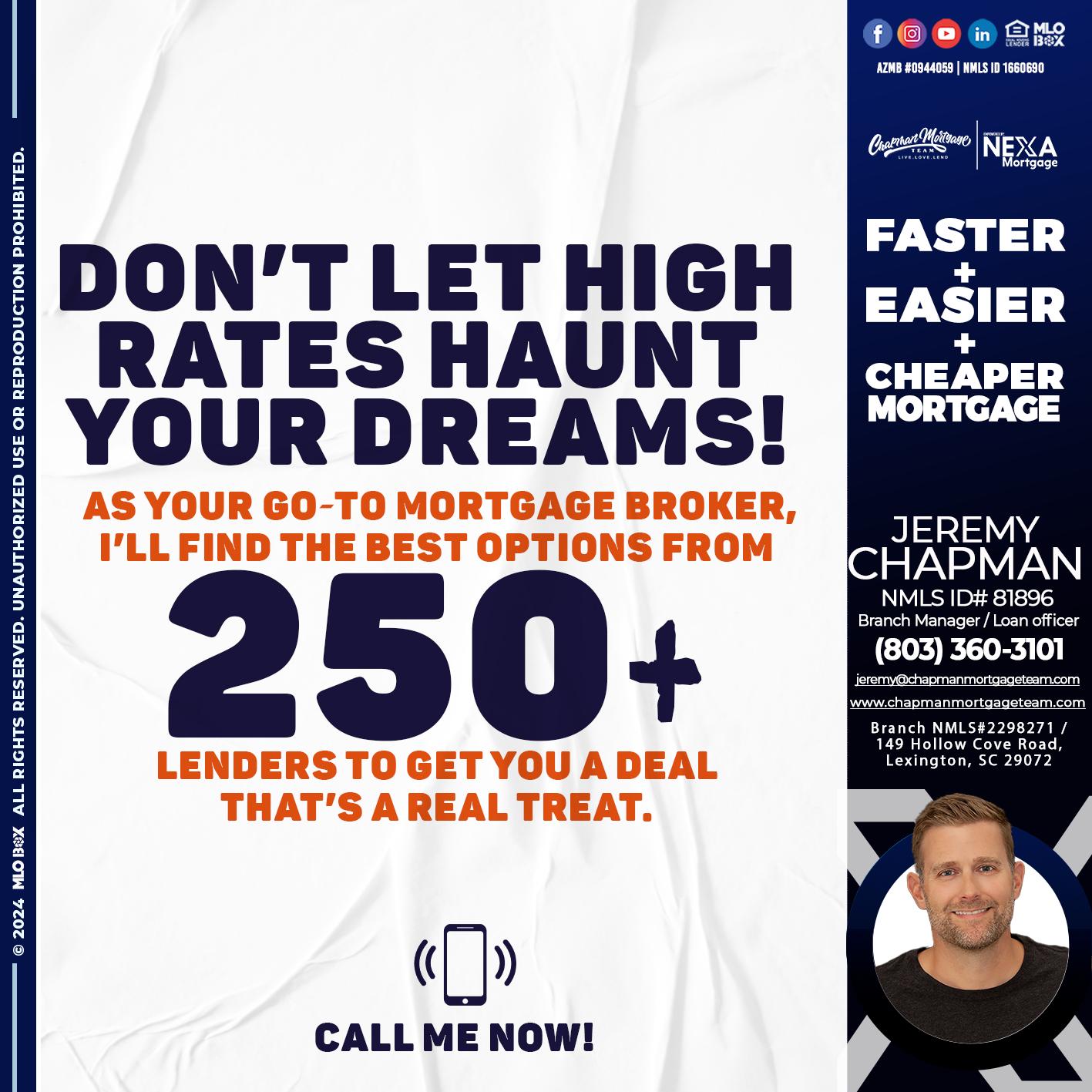 250 + LENDERS - Jeremy Chapman -Branch Loan Officer