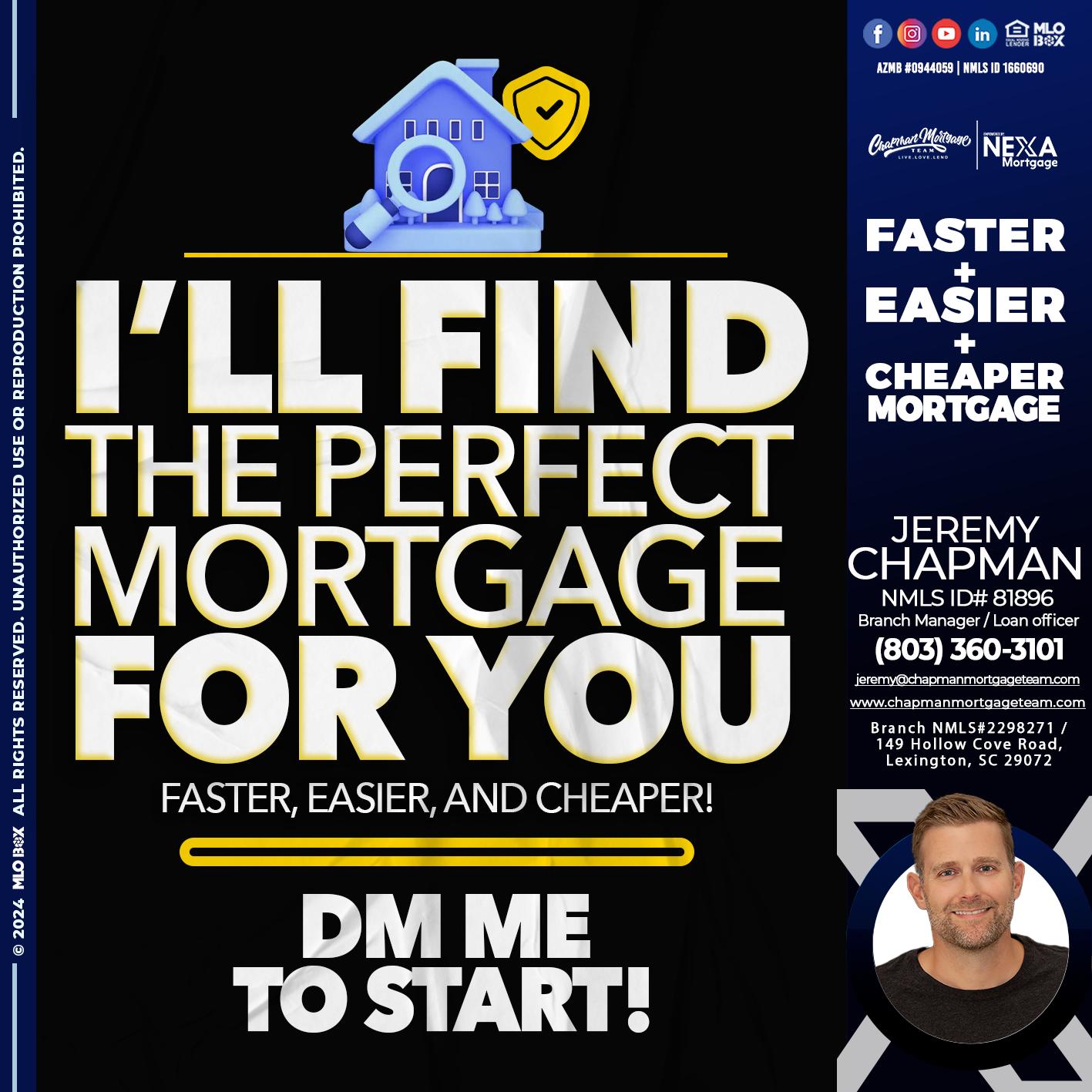 I WILL FIND YOU - Jeremy Chapman -Branch Loan Officer