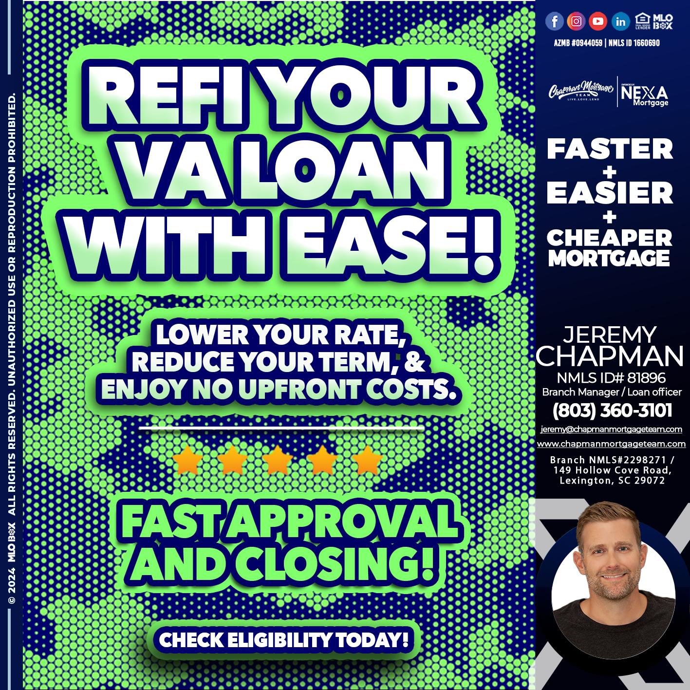REFI YOUR VA LOAN - Jeremy Chapman -Branch Loan Officer