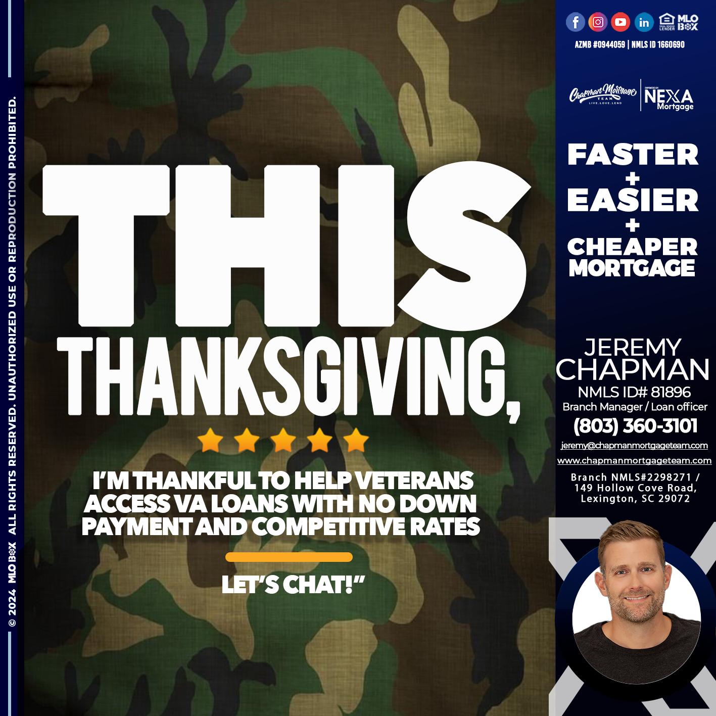 THIS THANKSGIVING - Jeremy Chapman -Branch Loan Officer
