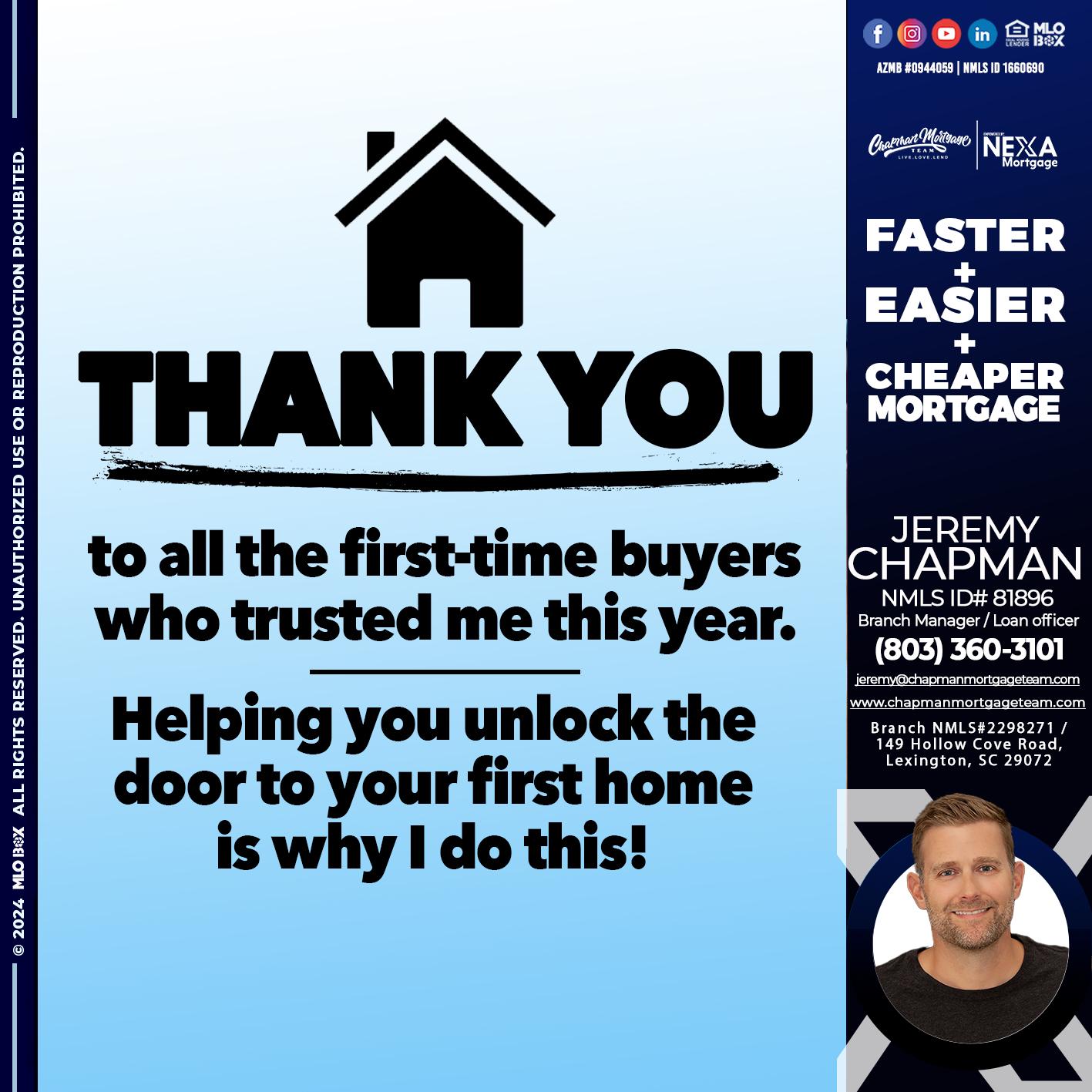 THANK YOU - Jeremy Chapman -Branch Loan Officer