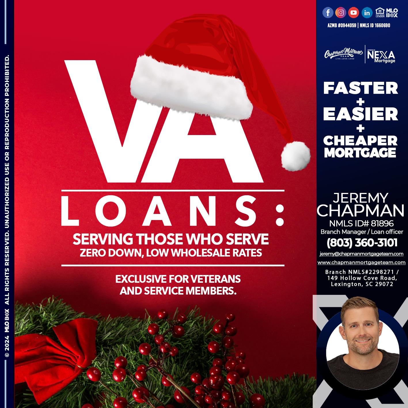 VA LOANS - Jeremy Chapman -Branch Loan Officer