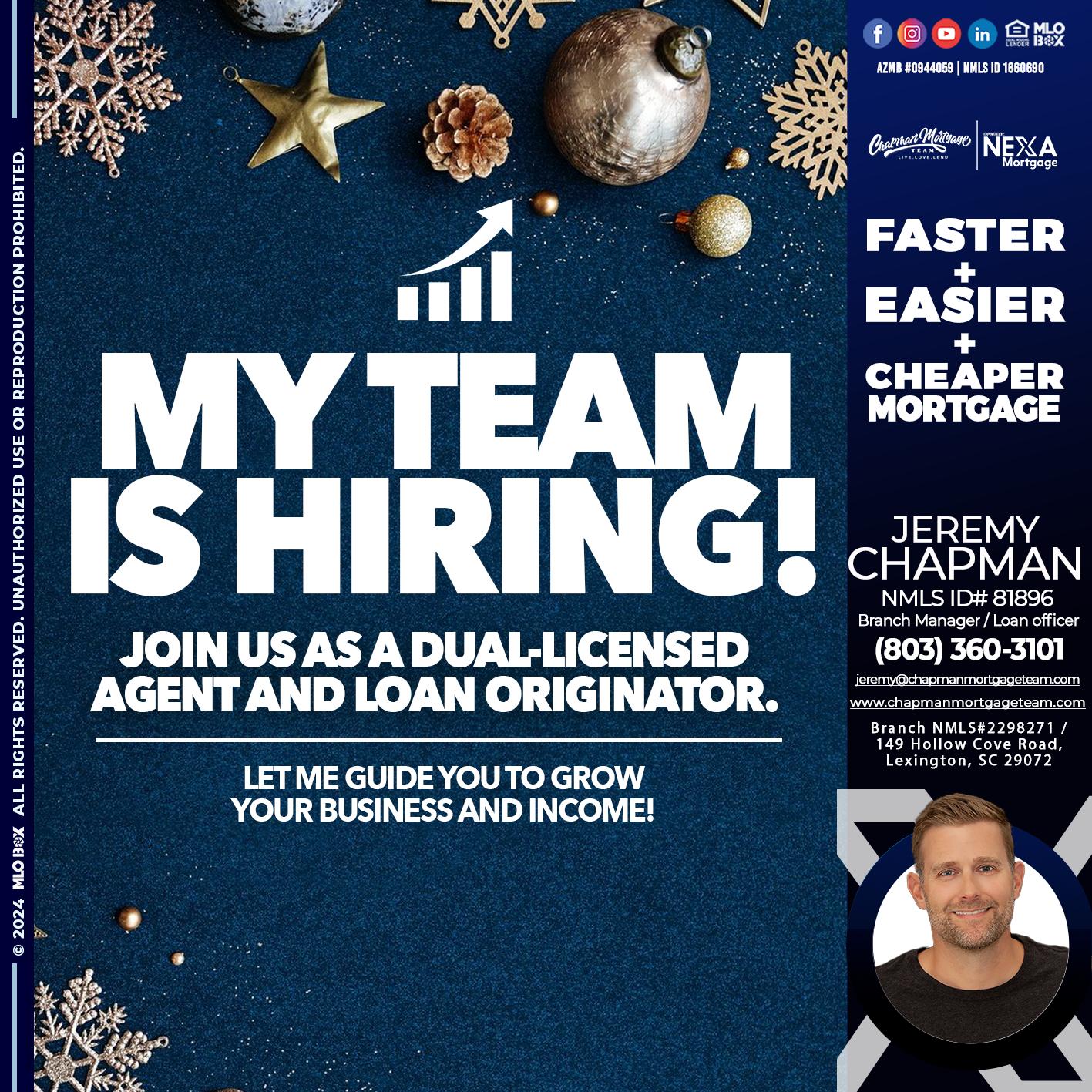 my team is hiring - Jeremy Chapman -Branch Loan Officer