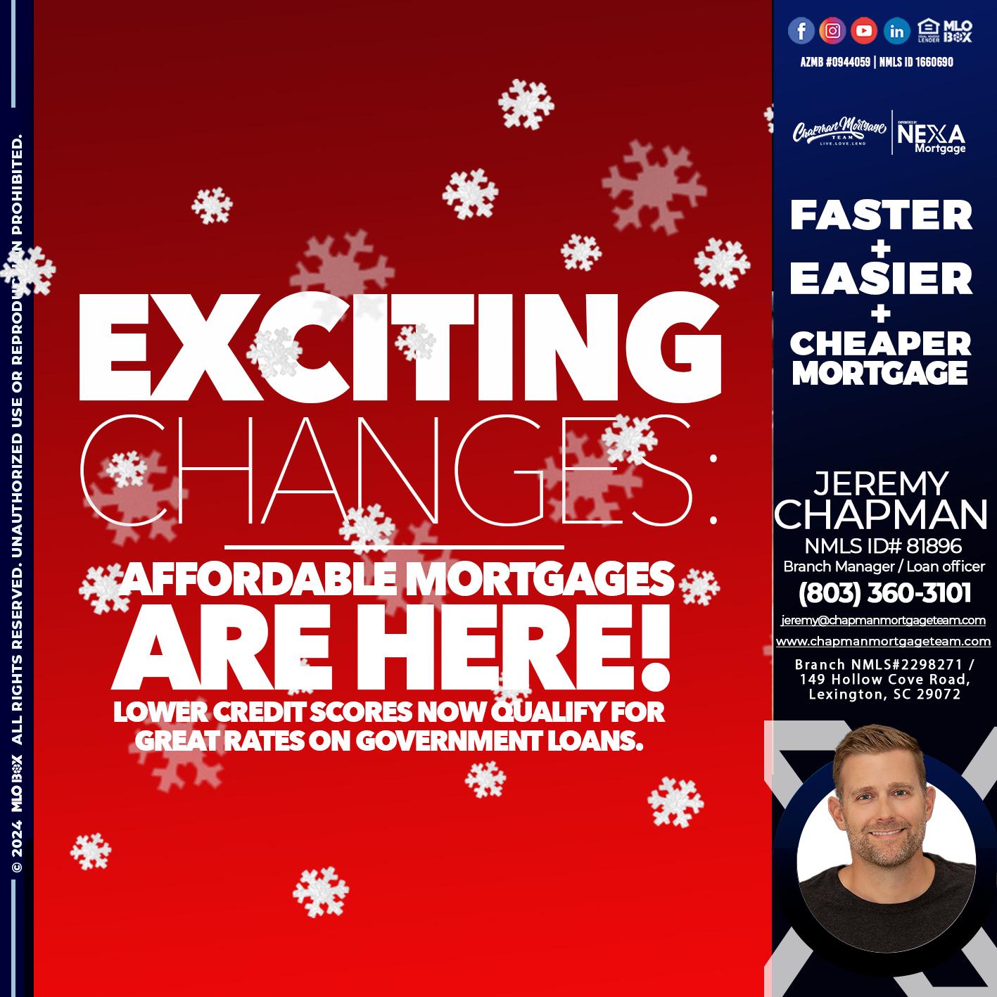 EXCITING CHANGES - Jeremy Chapman -Branch Loan Officer