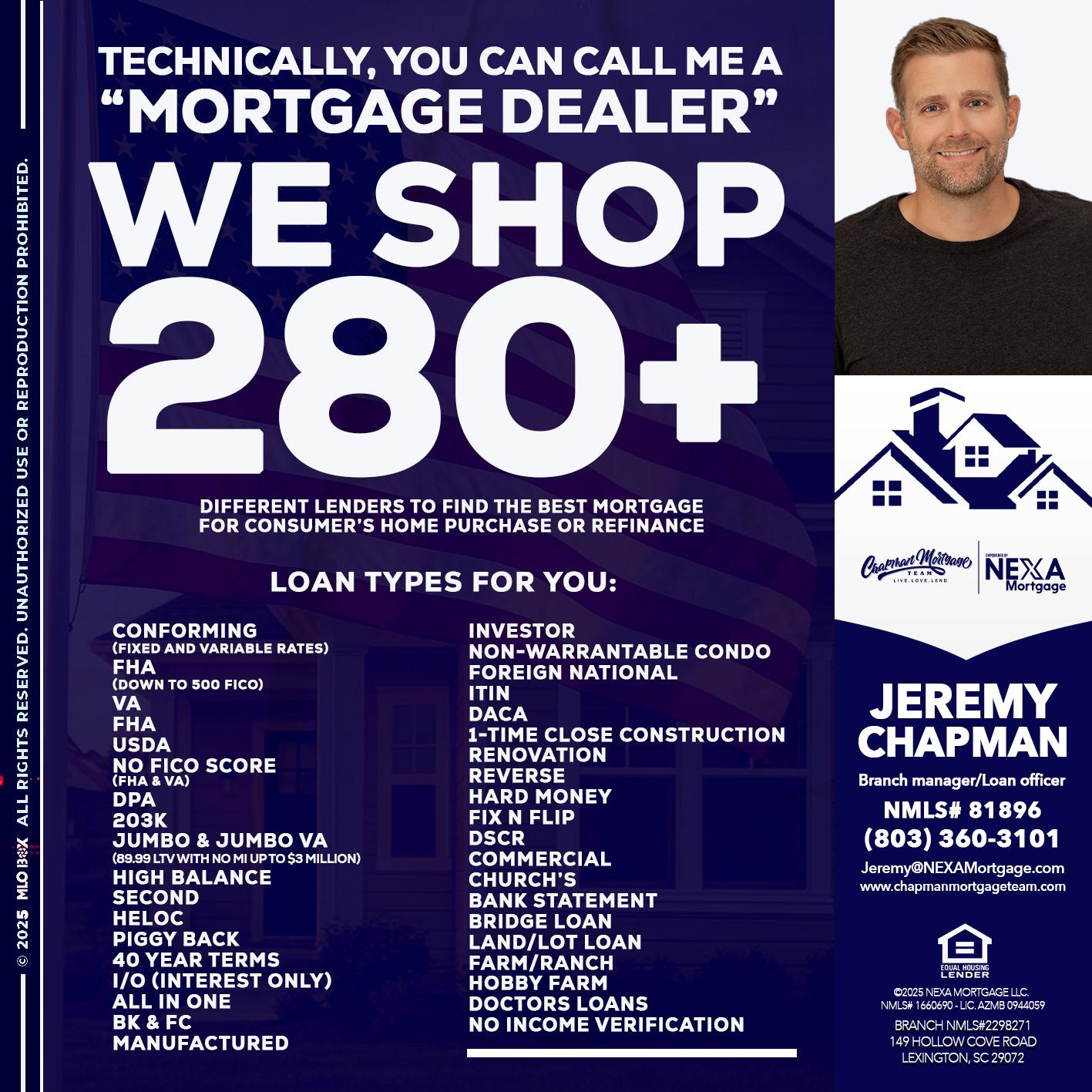 WE SHOP 280 + - Jeremy Chapman -Branch Loan Officer