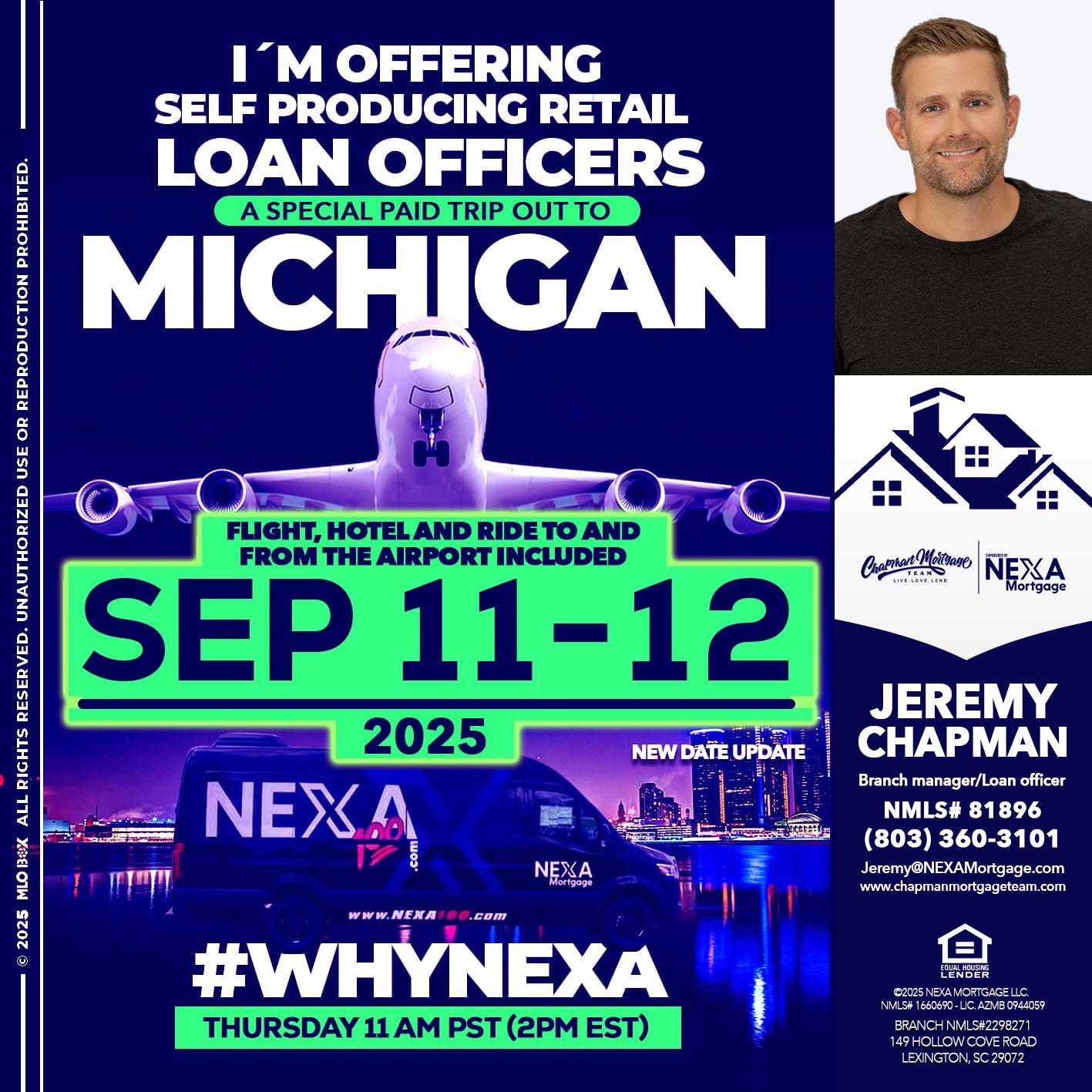 michigan sep 11-12 - Jeremy Chapman -Branch Loan Officer