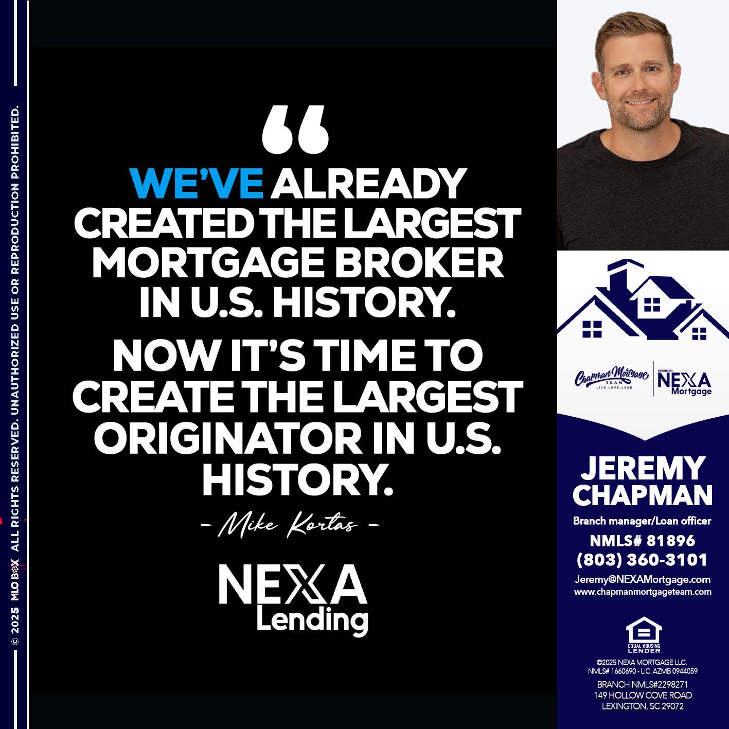 MIKE KORTAS - Jeremy Chapman -Branch Loan Officer